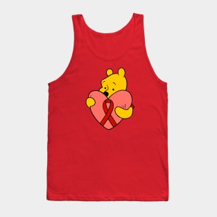 Yellow Bear Hugging an Awareness ribbon (red) Tank Top